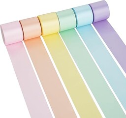 DINDOSAL Pastelowa wstążka, 3 cm, pastelowa tęczowa wstążka