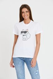 KARL LAGERFELD Biały damski t-shirt Ikonik 2.0, Rozmiar
