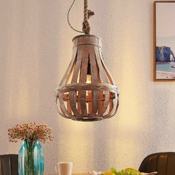 Lindby Haruno lampa wisząca z rattanu, 33 cm