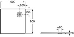 ROCA AP10338438401640 TERRAN Brodzik kwadratowy 900 x 900