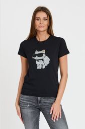 KARL LAGERFELD Czarny damski t-shirt Ikonik 2.0, Rozmiar