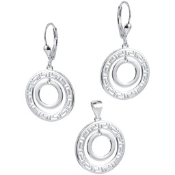 Srebrny 925 komplet kolczyki zawieszka Greckie Wzory