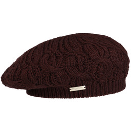 Beret z Dzianiny Uni by Seeberger, bordowy, One