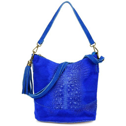 Shopperka chabrowa skórzana croco W13