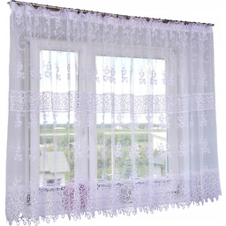 Firany Gotowe Haftowana Markizeta 400X160 Haft Kwiaty