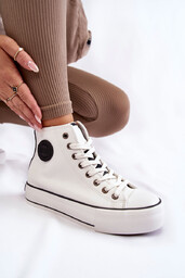 Damskie Wysokie Ocieplane Trampki Big Star KK274170 Białe-38