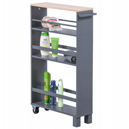Regał Kuchenny Szary Antracytowy Wąski Trzypoziomowy Mobilny 79X50X15