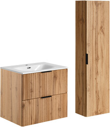 Furnidea Zestaw łazienkowy: szafka z umywalką 60 cm+słupek