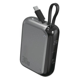 4smarts Pocket 10000mAh 30W Wbudowany kabel USB-C Szary