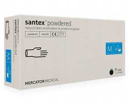 Rękawiczki lateksowe Santex CE2777 rozmiar M gładkie, 100szt.