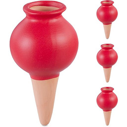 Relaxdays Zestaw 4 glinianych końcówek nawadniających, dozownik wody