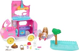 Barbie Kamper Chelsea Zestaw 2w1, mała lalka, 2