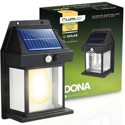 Kinkiet solarny, lampa elewacyjna LED 3000K IP44 DONA