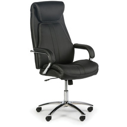 Krzesło biurowe ze skóry naturalnej NEXUS, czarne
