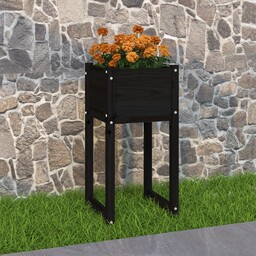 vidaXL Donica, czarny, 40x40x81 cm, lite drewno sosnowe