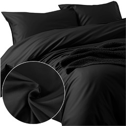 Pościel bawełniana 160x200 satyna kolor czarny