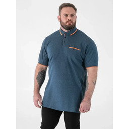 Koszulka Męska Polo Gładka Niebieska HARVEY-D555 Duże Rozmiary