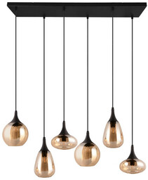 Trio Wielopunktowa lampa zwieszana Lumina 317000613 czarna bursztynowa