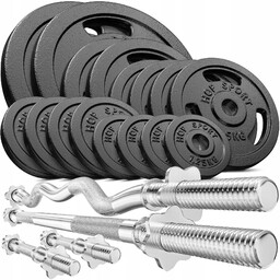 Duży zestaw obciążeń żeliwnych z gryfami 119kg regulowana