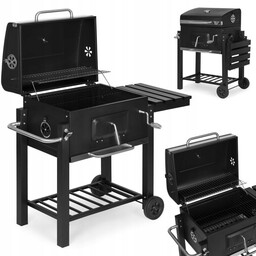 Duży Grill Ogrodowy węglowy Na Kółkach Z Półkami