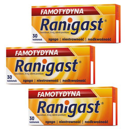 Zestaw Ranigast Famotydyna 20mg, 3x 30 tabletek