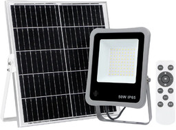 Naświetlacz solarny LED 50W szary z pilotem SLR-73142-50W