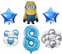 Mini Zestaw Minionki 8 Urodziny Balony DAVE