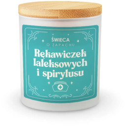 Świeca o zapachu rękawiczek lateksowych i spirytusu -