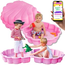 Piaskownica Plastikowa Zamykana 2W1 Różowa Basen Dla Dzieci