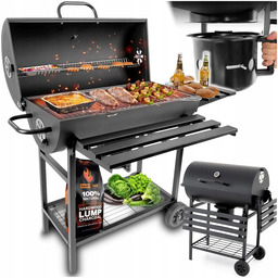 Grill Węglowy Ogrodowy 2 Ruszty Chromowane 2 Półki