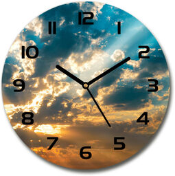 Zegar szklany okrągły Zachód słońca niebo