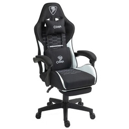 COBRA Fotel Player 5.0 CRF52 Czarno-biały + podnóżek