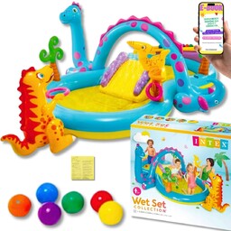 Basen Dmuchany Dla Dzieci Owalny Intex Zjeżdzalnia Fontanna