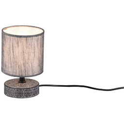 Lampa stolikowa nocna szara tkanina i ceramika MARIE