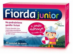Fiorda Junior o smaku malinowym, 15 pastylek