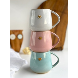 Pakamera Zestaw 3 kolorowych kubków beczułka z sercem