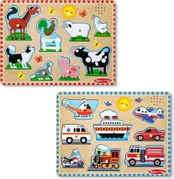 Melissa & Doug Drewniana układanka dźwiękowa (2-pak)