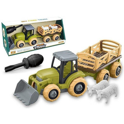 Traktor do skręcania z przyczepą 30x9x11,5cm