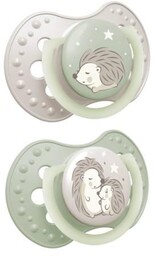 LOVI Smoczek silikonowy dynamiczny 18m+ Night&Day Hedgehog, 2