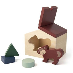 Trixie Baby Drewniany domek + klocki Małpka