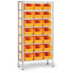 Regał z plastikowymi pojemnikami BASIC, 1730 x 850