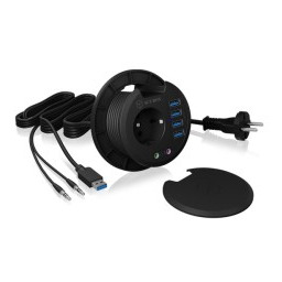 Raidsonic ICY BOX IB-HUB1430 gniazdko elektryczne Czarny