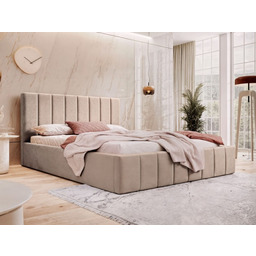 Łóżko tapicerowane z pojemnikiem SFG0116 140x200 Welur Ciemny