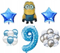 Mini Zestaw Minionki 9 Urodziny Balony DAVE