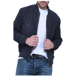 Kurtka męska skórzana Isaco & Kawa bomberka granatowa-L