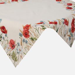 Eurofirany Obrus 100x100 gobelinowy naturalny kwiaty