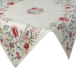 Eurofirany Obrus 100x100 gobelinowy naturalny kwiaty