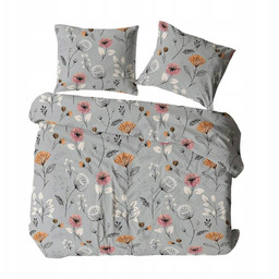 Pościel z kory 160x200 szara wielokolorowa kwiaty Bielawa