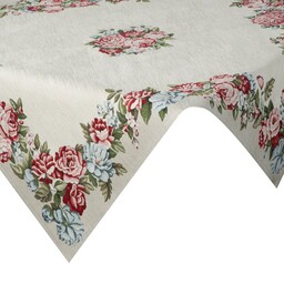 Eurofirany Obrus 100x100 gobelinowy naturalny kwiaty