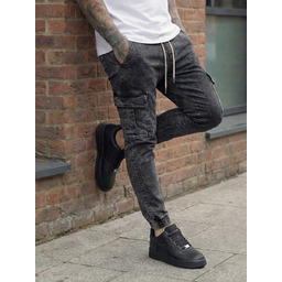 Spodnie męskie jeansowe joggery bojówki czarne Denley Lucio